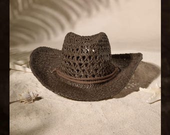 Handgewebter Strohhut mit Breiter Krempe für Strandtage