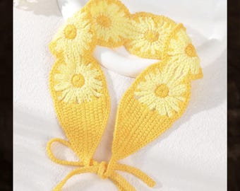 Gehäkelte Daisy Stirnband, Floral stricken Haarband Krawatte Kopf wickeln, Geschenk für sie