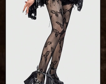 Gotische Schmetterling Netzstrumpfhose für Damen