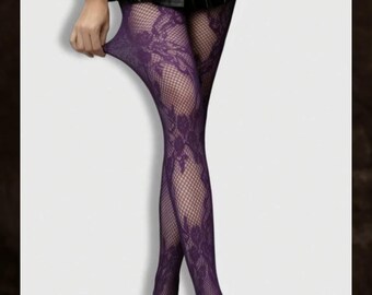 Lila Blumen Netzstrumpfhose - Sexy Gothischer Stil