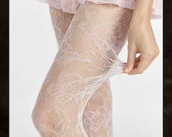 Blumenmuster Netzstrumpfhose