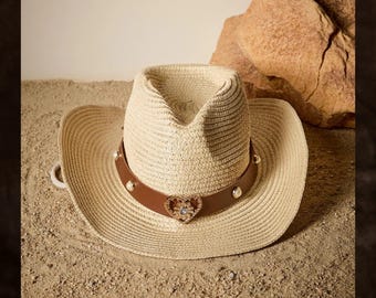 Western-Cowboyhut mit Strassherz, trendiger Damenstil, Geschenkidee für Sie