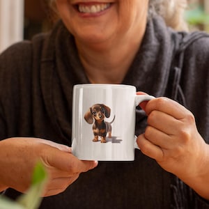Adorable Dachshund Mug, Cute Dog Coffee Cup, Pet Lover Gift, Animal-Themed Ceramics, Dachshund Decor