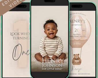 Toddler Birthday Video Invitation Template | Photo or Video Upload (Digital Download) | ANY AGE