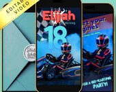 Animated Go Kart Birthday Invitation | Editable Canva Video Invite | Racing Party Digital Invitation Template