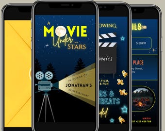 Backyard Movie Birthday Video Invitation | Editable Canva Template (Digital Download)