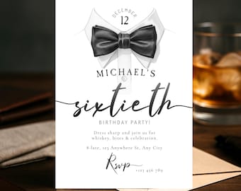 60th birthday invitation for men | Editable Modern Milestone Party Invite | Corjl Printable Celebration