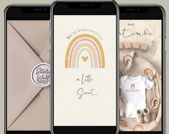 Baby Announcement Video | Editable Pregnancy Reveal Template | Boho Rainbow | We've Been Keeping A Secret