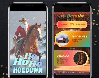 Christmas Hoedown Video Invitation | Animated Holiday Party Template (Canva Digital Invite)