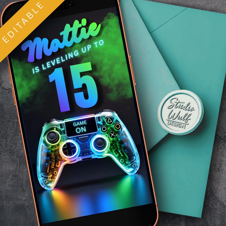 Controller Invites Editable Animated Gaming Invitation | Gamer Birthday Party Invite (MP4 ...
