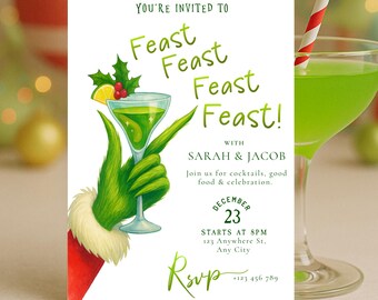 Grinchmas Christmas Party Invitation | Editable Corjl Template | Printable Holiday Invite