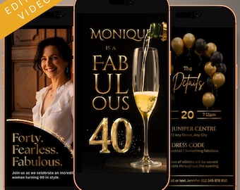 40th Birthday Video Invitation | Elegant Milestone Celebration (Digital Download)