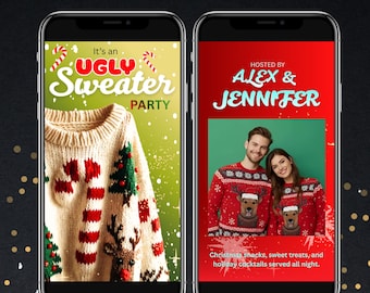 Ugly Sweater Party Video Invitation | Editable Animated Christmas Invite | Canva Digital Template