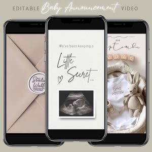 Baby Announcement Video | Editable Pregnancy Reveal, Upload Scan (Digital Download)