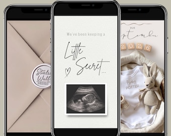 Baby Announcement Video | Editable Pregnancy Reveal, Upload Scan (Digital Download)