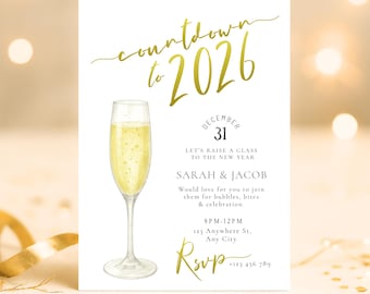 New Year’s Eve Party Invitation | Editable Corjl Template | NYE Celebration Printable
