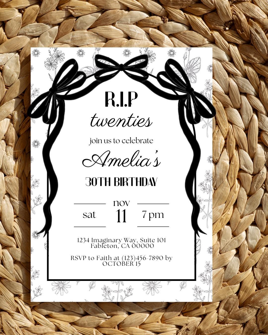 Editable 30th Birthday Invitation Death to My 20s Party Invite
