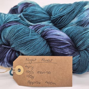 Night Forest - Hand Dyed 4ply Fingering Weight Merino Yarn