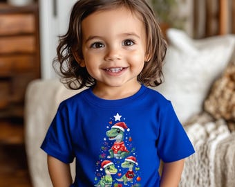 Christmas Dinosaur Infant Toddler Tee | Holiday Dino Santa Hats Sweaters | Kids Gifts Clothes