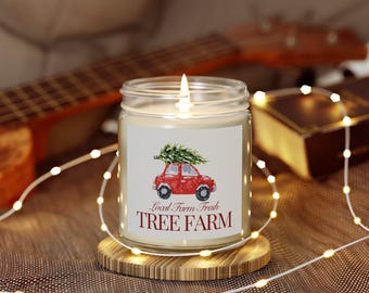 Red Vintage Car with Tree Candle | Non-Toxic Candle, 4oz & 9oz, 9 Scents | Gift