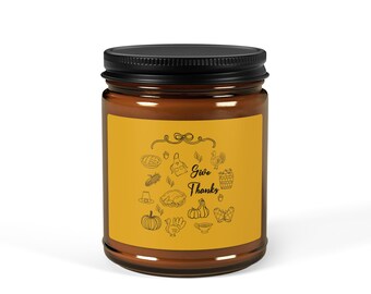 Give Thanks candle | Amber jar soy candle, Fall Thanksgiving decor | Gift