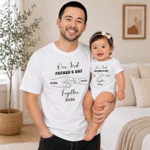 Our First Father’s Day 2026 Shirt, Matching Dad Baby Set, Comfort Colors 1717 Tee, Rabbit Skins Onesie, Daddy and Me Gift