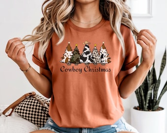Cowboy Christmas trees T-shirt | Western Christmas holiday tee | Gift