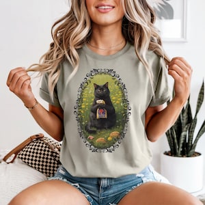 Black Cat Taco Bell Portrait T-Shirt | Oval Framed Cat Illustration | Cat Lovers Gift | Star Seller Shop