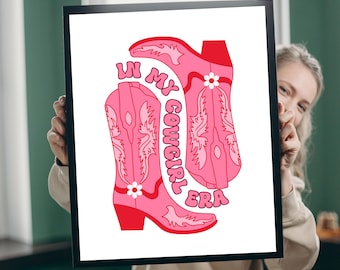 Pink Cowgirl Boots Poster | In My Cowgirl Era Matte Vertical Print | Gift
