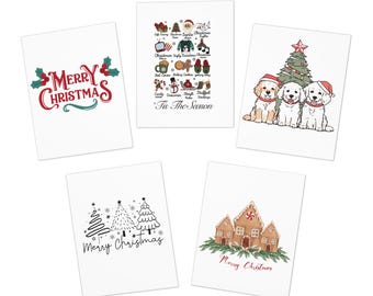 Christmas Illustration Greeting Cards | Holiday Card 5-Pack | Christmas Cards