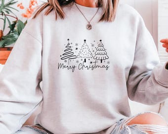 Minimal Christmas Tree Trio Crewneck Sweatshirt | Christmas Outfit | Gift