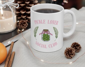Pickle Lover Social Club Mug | Ceramic Coffee Cup 11oz 15oz | Gift