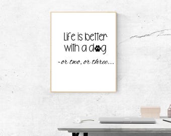 Life Is Better With a Dog Poster | Matte Vertical Dog Print | Wall Art | Gift