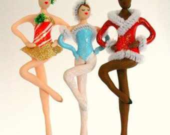 Dancer ornament Inspired by The Rockettes hand-sculpted in clay