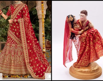 Indian Wedding Cake Topper CUSTOMIZED to your features and attire Hand Sculpted in Clay