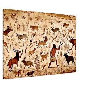 Ancient Cave Art- Petroglyphs- Canvas