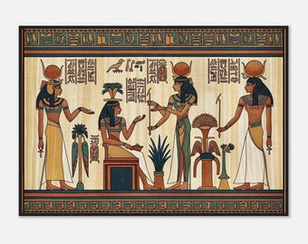 Ceremonia de los faraones egipcios - Póster clásico con marco de madera y papel semibrillante