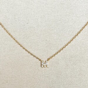 18K Gold Dipped Letter M Necklace, Jewelry, Initial Pendant, Dainty, Letter Charm, Elegant, Timeless Piece, Crystal Monogram