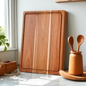 Double-Sided Acacia Wood Cutting Board – Premium Wooden Chopping Board with Juice Drain, Damp-Proof Kitchen Tools & Accessories