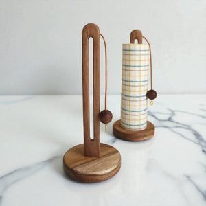 Solid Wood Paper Towel Holder – Rustic Roll Dispenser Stand for Kitchen, Countertop Organizer for Napkins, Wrap & Cleaning Rags