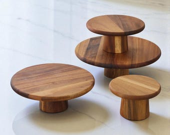 Juego de soportes rústicos de madera para pasteles: Exhibidor de postres de varios niveles para bodas