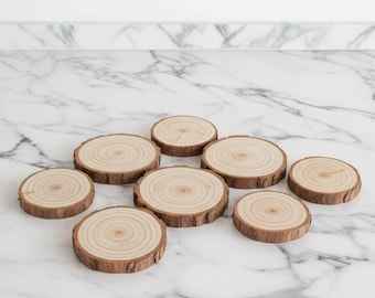 Rustykalne plastry drewna (opakowanie 10 sztuk) | Naturalne dekoracje ślubne DIY