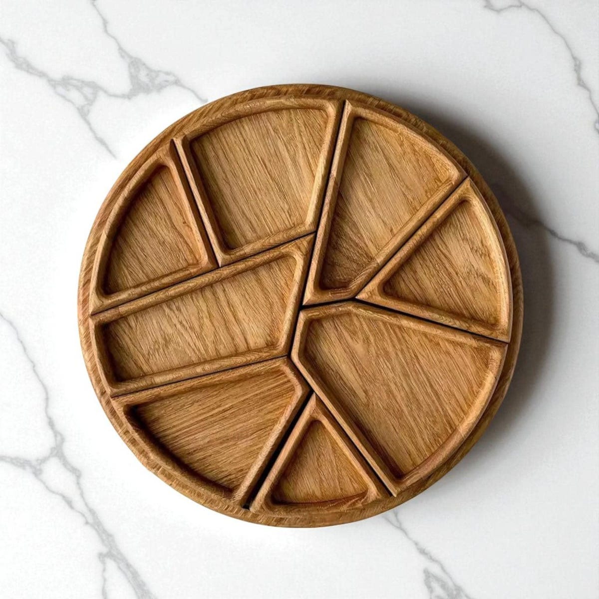 Rustic Wooden Divided Serving Tray: Snack, Fruit, Appetizer Platter