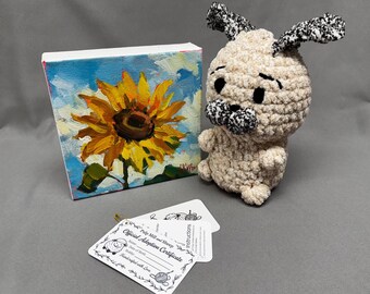Puppy Crochet Plushie – Spring Signature Stack – Handmade Hug by Pulp Mill and Sheep – Adoption Gift for Rare Ones