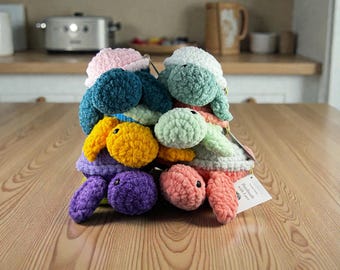 Crochet Turtle Plush | Handmade Stuffed Animal | Amigurumi | Soft Shell Plushie | Ocean & Nature Lover Gift