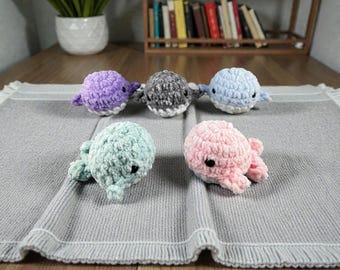 Mini Crochet Whale Plush | Small Stuffed Animal | Kawaii Ocean Plushie | Nursery Decor Gift