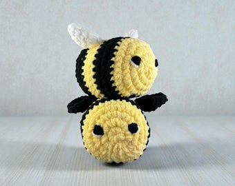 Crochet Amigurumi Large Bumble Bee Plush  | Handmade Stuffed Kawaii Plushie