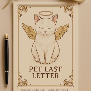 Carta de despedida para tu mascota: Carta imprimible de despedida de tu gato ángel / Regalo digital "Puente Arcoíris" / Mensaje de consuelo por la pérdida de una mascota