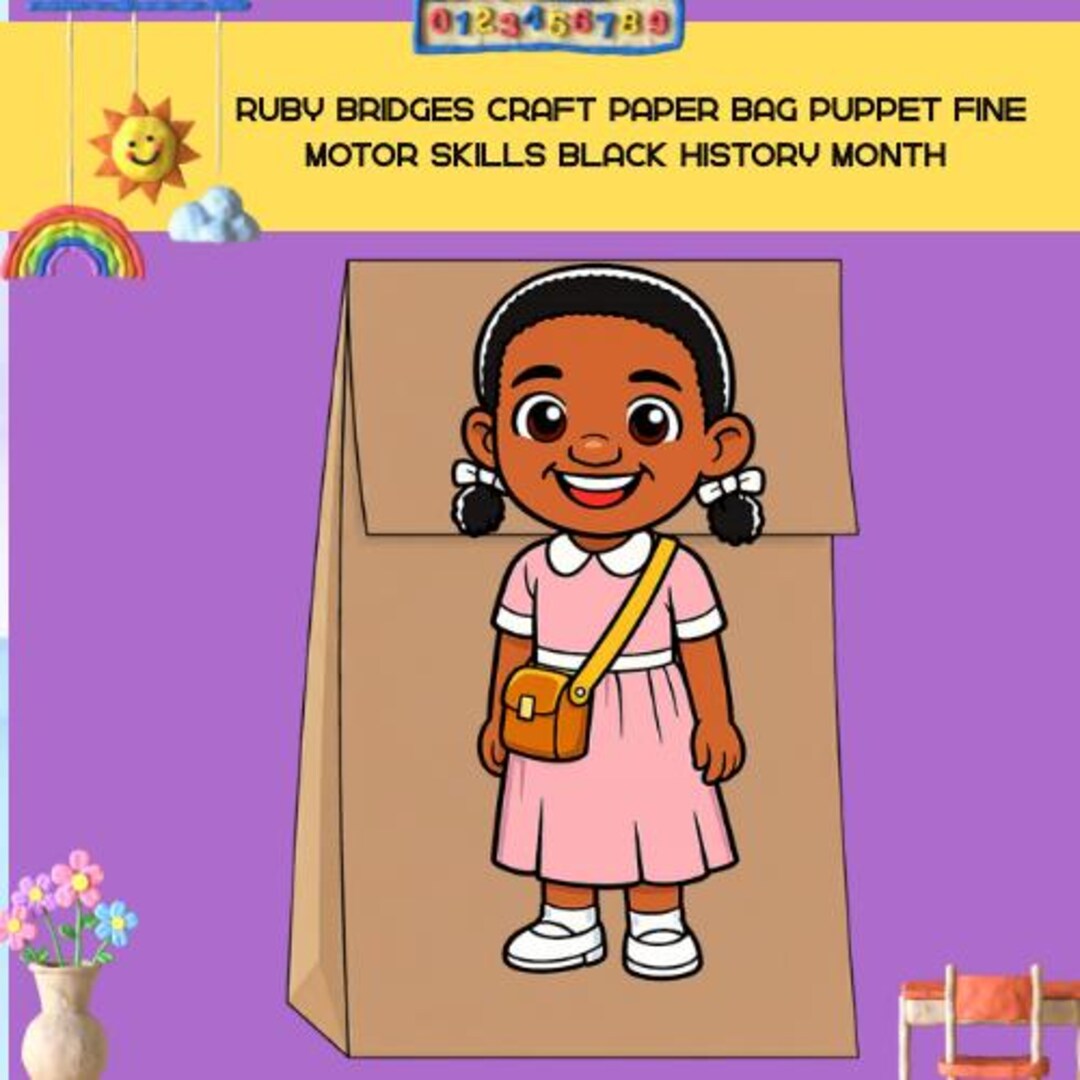 Ruby Bridges Paper Bag Puppet Craft, Black History Month (PDF Pattern ...