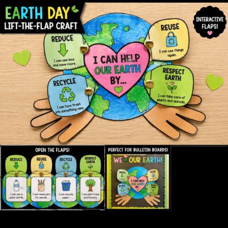 Earth Day Flap Craft Flip Book Printable, Reduce Reuse Recycle Activity ...